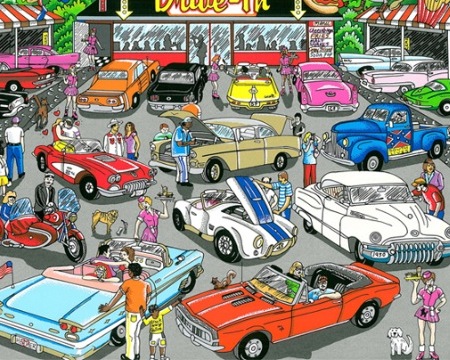 Get your kicks…on Route 66 - 37 x 53 cm - Sérigraphie 3D