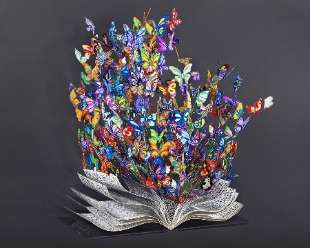 Book of life - 55 x 48 x 40 cm - Sculpture 3D en métal découpée au laser