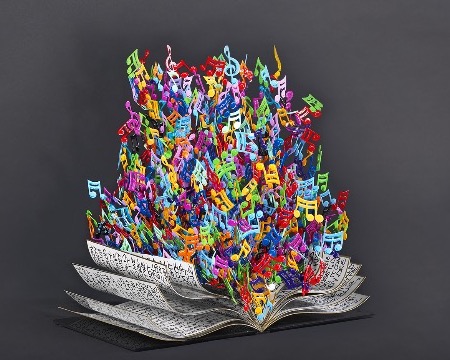 Note book - 48 x 46 x 35 cm - Sculpture 3D en métal découpée au laser