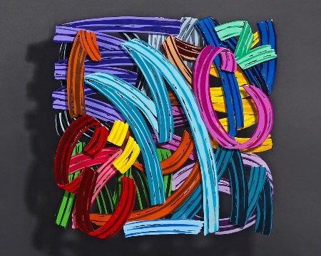 Stroke of genius - 120 x 120 / 60 x 60 cm - Sculpture murale 3D en métal découpée au laser