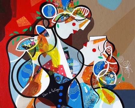 Désir de partager - 39" x 31,2" or 9,3" x 11,7" – Lacquer on aluminium