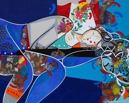 Pensées de ciel - 9,3" x 11,7" – Lacquer on aluminium