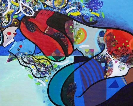 Un soir d’été dans le jardin - 39" x 31,2" or 9,3" x 11,7" – Lacquer on aluminium
