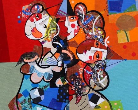 Visages du monde - 39" x 31,2" or 9,3" x 11,7" – Lacquer on aluminium