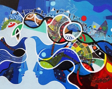 La Jérusalem d’en haut - 39" x 31,2" or 9,3" x 11,7" – Lacquer on aluminium