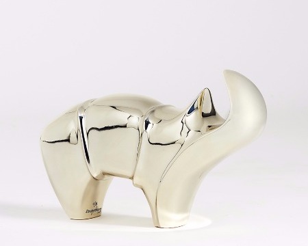 Rhinocéros blanc - 23 x 36 cm – Bronze poli miroir