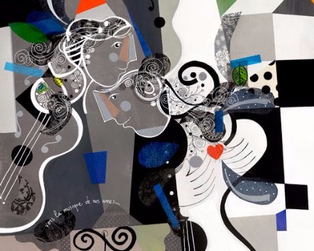 Vers la musique de nos âmes - 39" x 47" / 39" x 31,2" or 9,3" x 11,7" – Lacquer on aluminium
