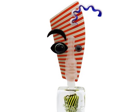 Flacon galet jaune et orange - Glass sculpture - H 13,8"