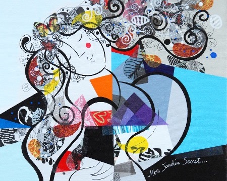 Mon jardin secret - 40 x 50 cm - Acrylique sur toile