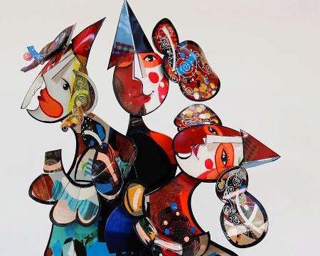 Visages du Monde - 38" x 25"- Sculpture aluminium 3D