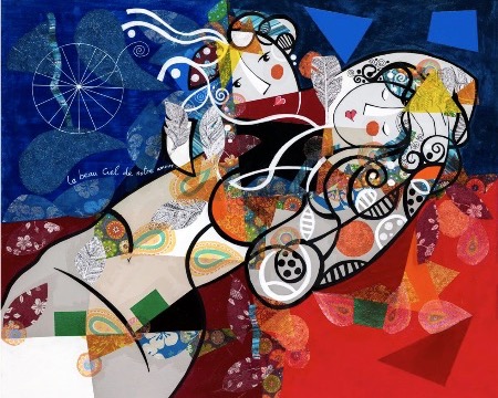 Le beau ciel de notre amour - 31" x 39" – Lacquer on aluminium