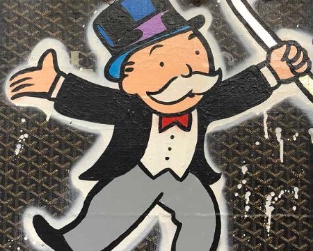 Monopoly Dancing WITH a Cane Goyard Suitcase - 48 x 58 cm - Technique mixte sur toile