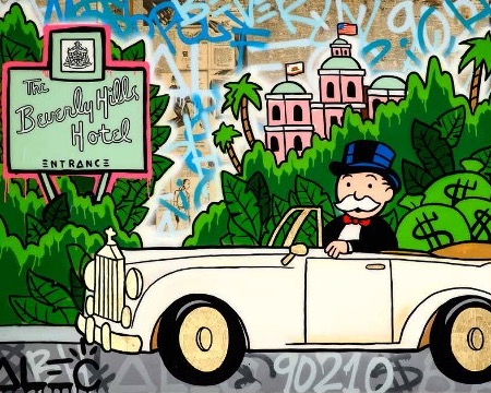 Monopoly Rolls Beverly Hills Hotel - 122 x 183 cm - Technique mixte sur toile