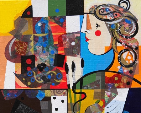 Les pensées artistiques du peintre - 40 x 50 cm - Acrylique sur toile