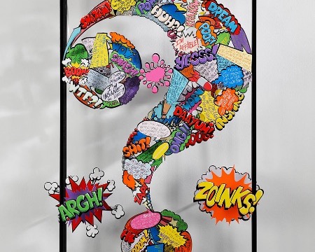 Thinking Comics - 130 x 65 cm / 103 x 45 cm - Sculpture murale 3D métal découpée au laser