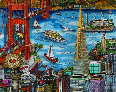 High Over San Fransisco - 16,5 x 32 cm - Sérigraphie 3D