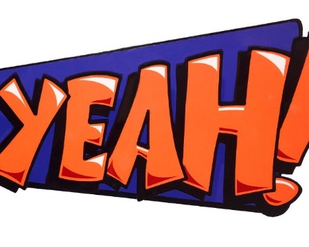 Fuck Yeah - 46 x 16 cm - Sculpture murale 3D en métal découpée au laser