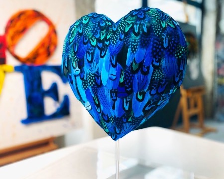 Heart - 12" x 12" - Plumes and drawing