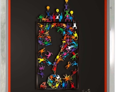 Thinking outside the box - Haring - 50 x 35 cm - papercut 3D