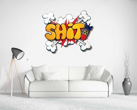 Shit - 115 x 97 cm - Wood Sculpture