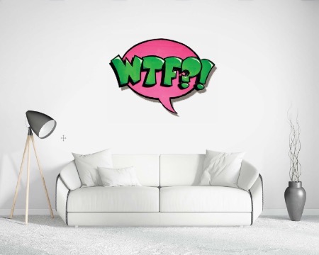 WTF ?! - 27" x 38" - Wood Sculpture