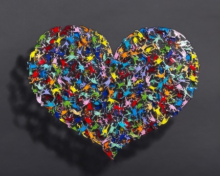 Pop Heart - 56 x 62 cm / 90 x 107 cm - Sculpture murale 3D métal découpée au laser