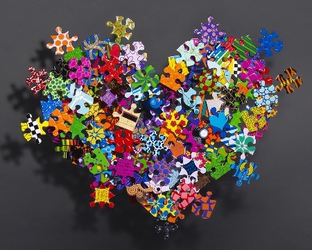 Take another piece of my heart - 107 x 85 cm / 50 x 60 cm - Sculpture murale 3D en métal découpée au laser