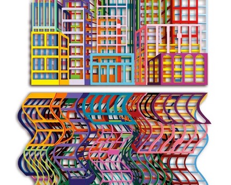 Reflections Mini - 66 x 165 cm - Sculpture murale 3D en métal découpée au laser