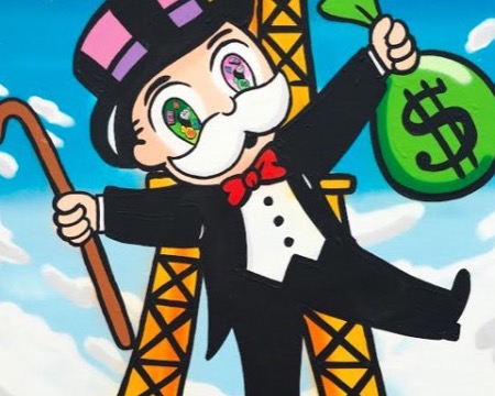 Monopoly big eyes on Eiffel Tower - 127 x 81 cm - Technique mixte sur toile