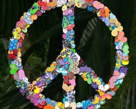 Peace and love - 60 x 60 cm / 100 x 100 cm - Sculpture murale 3D métal découpée au laser
