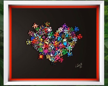 Take another piece of my heart - 35 x 38 cm - Oeuvre sur papier en 3D