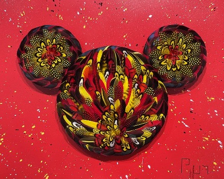 Mickey - 70 x 80 cm - Plumes et dessin