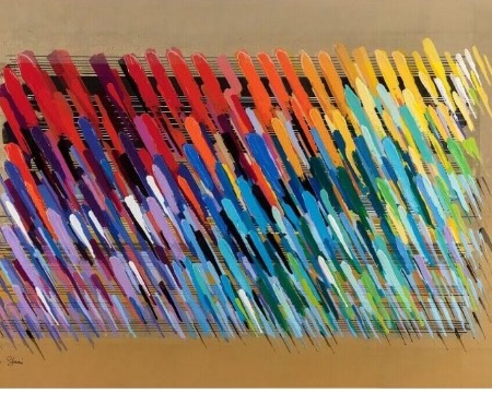 Golden notes - 71" x 47" - Lacquer on aluminium