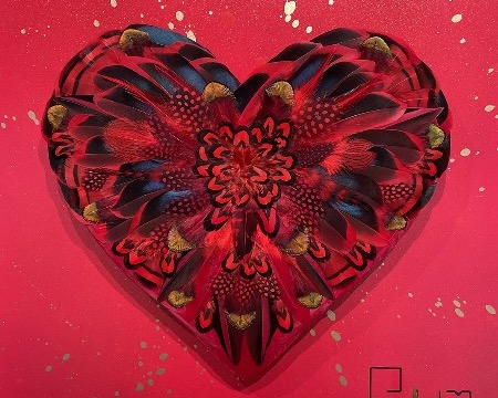 Pocket Love - 45 x 45 cm - Plumes et dessin