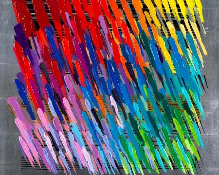 Notes silver - 39" x 39" - Monotype