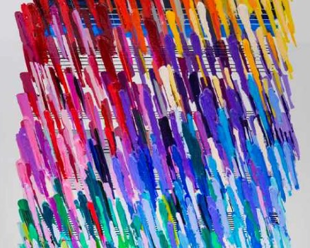 Note silver - vertical - 71" x 47" - Monotype