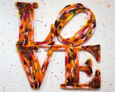 Love - Tribute to Indiana - 39" x 39" - Plumes and drawing