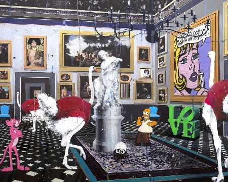 Unusual Meeting - 140 x 200 cm - Mixed media retouched