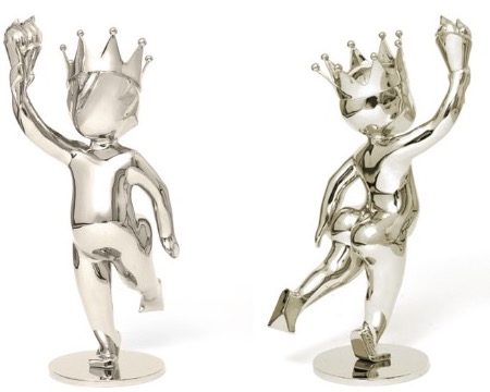 Mon roi - Sculpture en bronze nickelé - 60 cm