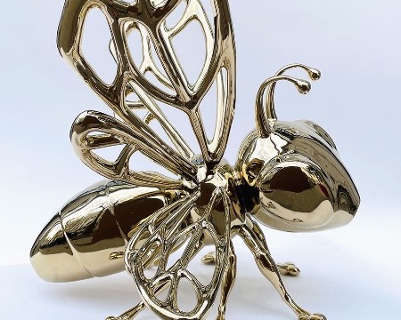 Abeille - Sculpture en inox poli miroir - 50 cm