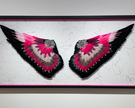 Limitless - pink - 71" x 31" - Plumes and drawing