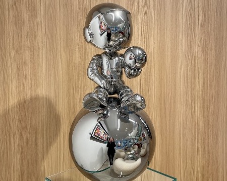 Cosmo penseur sur sa boule - polished stainless steel - 28" inch