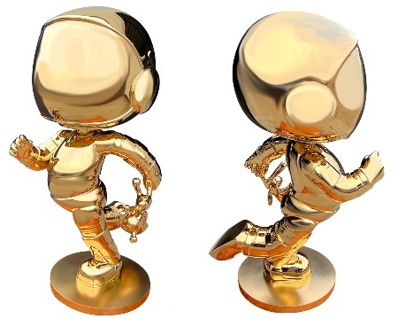 Cosmonaute rigolo - Gold platinium sculpture - 27" inch or 59" inch
