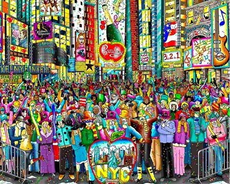 Happy New Year from Times Square - 33 x 51 cm - Sérigraphie 3D