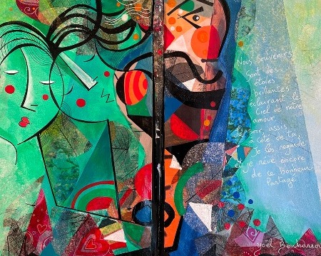 Nos souvenirs sont des étoiles brillantes - 23" x 14" - Mix media