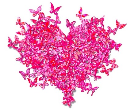 My heart is all a flutter - Pink Edition - 110 x 100 / 61 x 51 cm - Sculpture murale 3D en métal découpée au laser