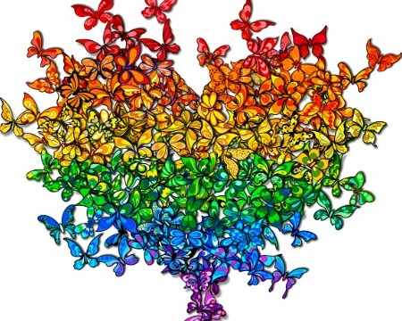 My heart is all a flutter - pride edition - 110 x 100 / 61 x 51 cm - Sculpture murale 3D en métal découpée au laser