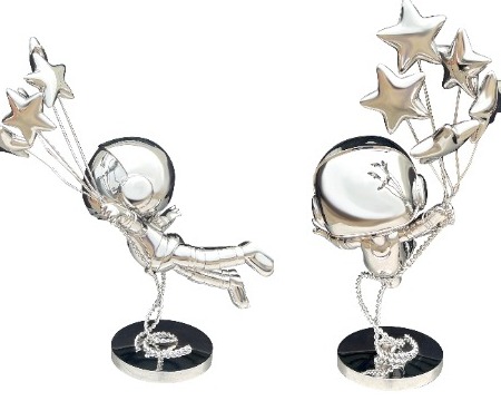 Flying Stars - Sculpture en inox poli miroir - 70 cm