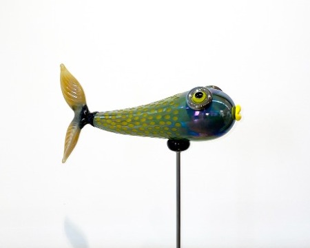 SOLD OUT - Battuto vert jaune - Glass sculpture - 20" x 15"