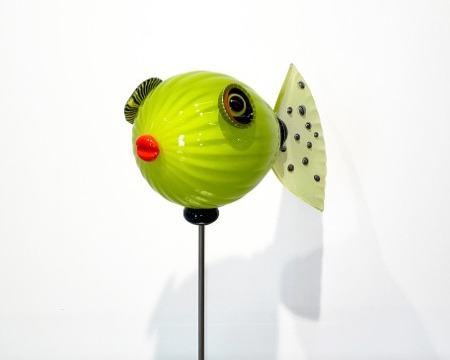 Océanopolis vert cannelé - Glass sculpture - 24" x 14"